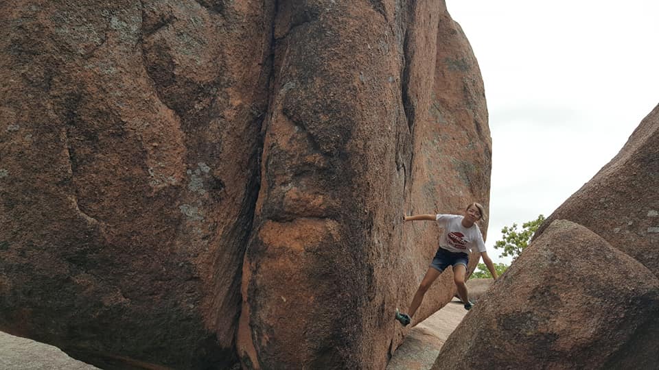 Giant red granite boulders at Elephant Rock State Park, Missouri